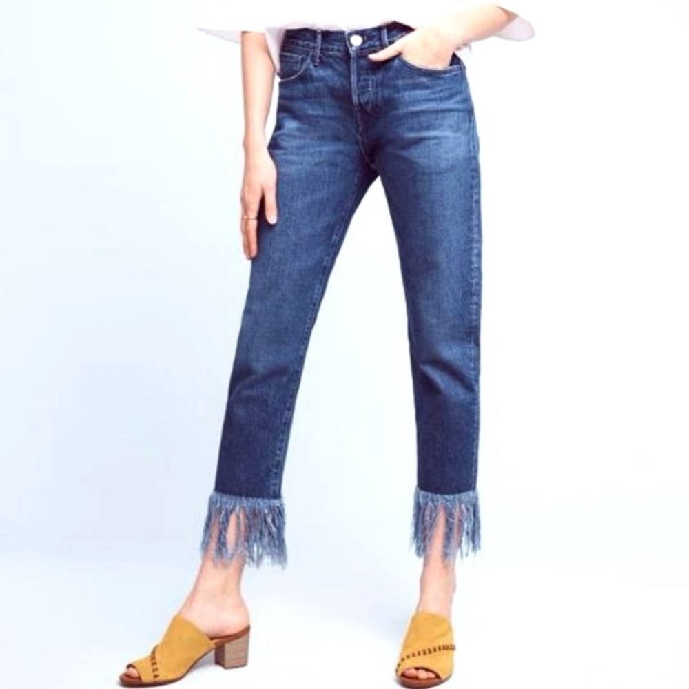3x1 NYC Revolve Fringe Crop Straight Jeans in Lima